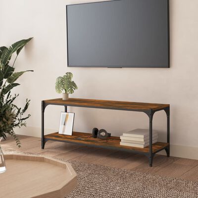 vidaXL Mueble para TV contrachapada y acero roble ahumado 100x33x41 cm