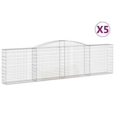 vidaXL Cestas de gaviones 5 uds forma de arco hierro 400x30x100/120 cm