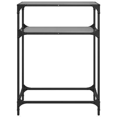 vidaXL Mesa consola con superficie de vidrio negro acero 60x35x81 cm