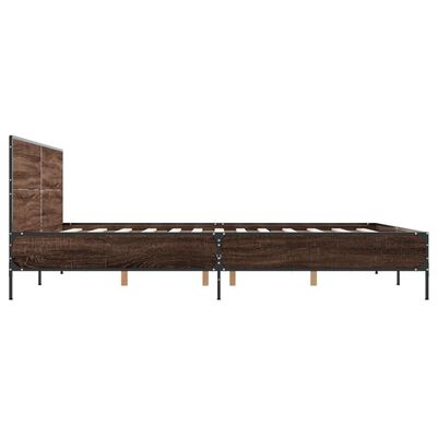 vidaXL Estructura cama madera ingeniería metal marrón roble 120x200 cm