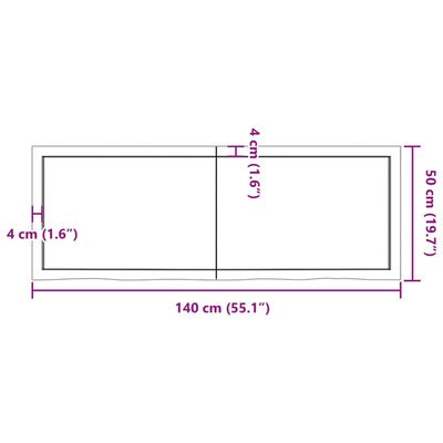 vidaXL Tablero mesa madera roble tratada marrón claro 140x50x(2-6) cm