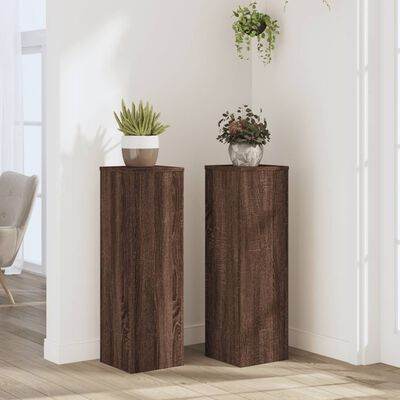 vidaXL Soportes de plantas 2 uds madera marrón roble 25x25x80 cm