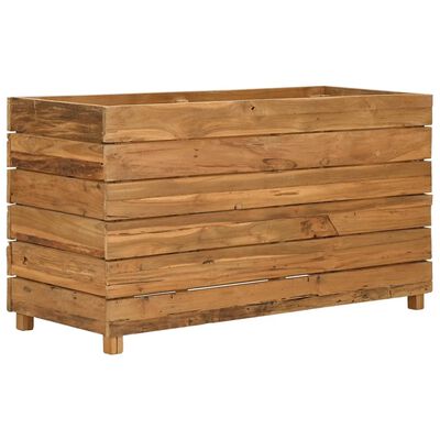 vidaXL Arriate elevado madera de teca reciclada y acero 100x40x55 cm