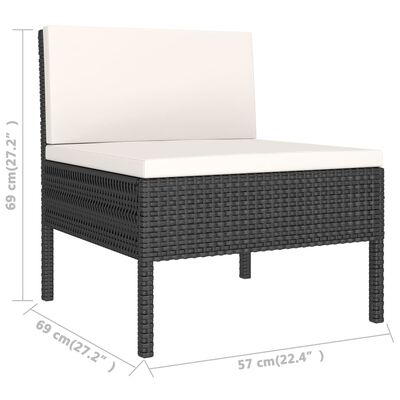 vidaXL Set muebles de jardín 11 pzas y cojines ratán sintético negro