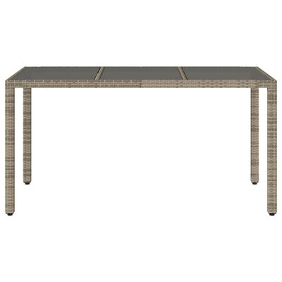 vidaXL Mesa de jardín superficie de vidrio ratán PE gris 150x90x75 cm