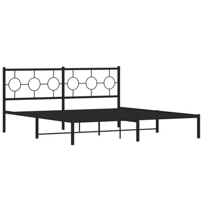 vidaXL Estructura cama sin colchón con cabecero metal negro 180x200 cm