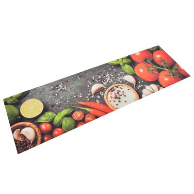 vidaXL Alfombra de cocina lavable terciopelo dibujo verduras 45x150 cm