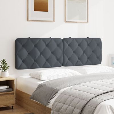 vidaXL Cabecero de cama acolchado terciopelo gris oscuro 160 cm