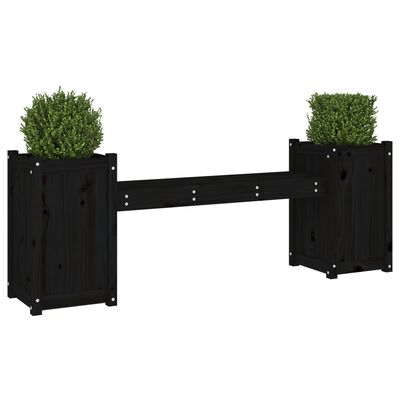 vidaXL Banco con jardineras madera maciza de pino negro 180x36x63 cm