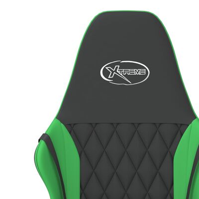 vidaXL Silla gaming de masaje cuero sintético negro y verde