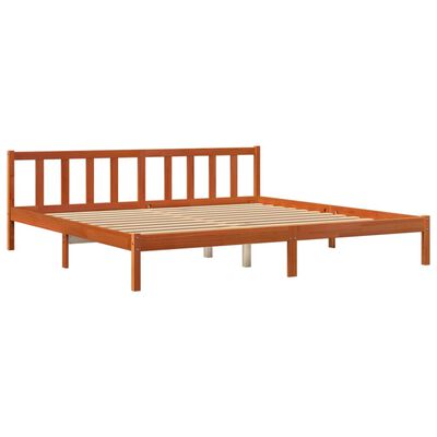 vidaXL Cama sin colchón madera maciza de pino marrón cera 180x200 cm