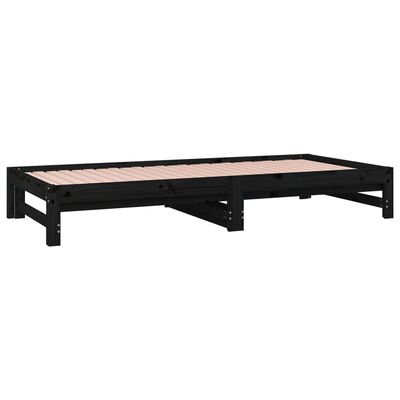 vidaXL Sofá cama extraíble madera maciza de pino negro 2x(80x200) cm