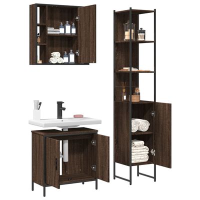 vidaXL Set de muebles de baño 3 pzas madera contrachapada roble marrón