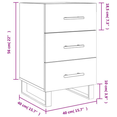 vidaXL Mesita de noche madera de ingeniería blanco brillo 40x40x66 cm