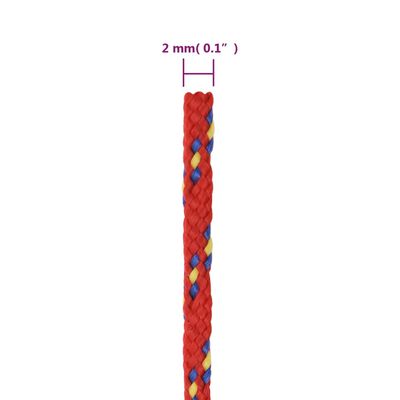 vidaXL Cuerda de barco polipropileno rojo 2 mm 250 m