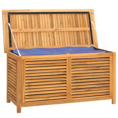 vidaXL Caja de almacenaje de jardín con bolsa teca maciza 114x50x58 cm