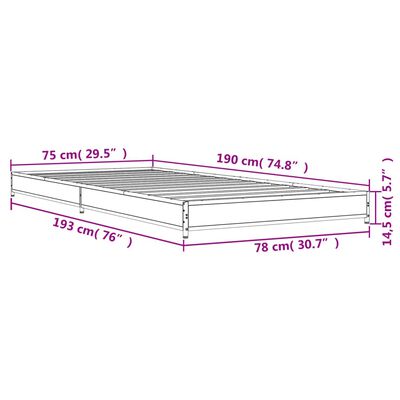 vidaXL Estructura cama madera ingeniería metal roble Sonoma 75x190 cm