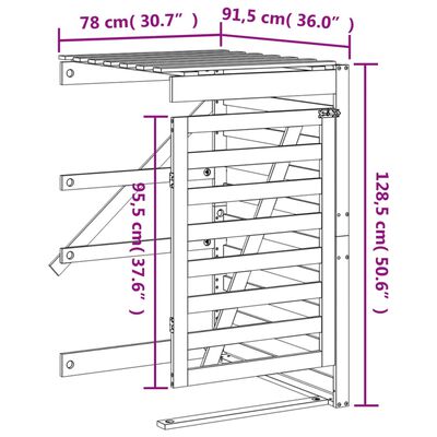 vidaXL Extensión para cobertizo de cubos de basura madera de pino gris