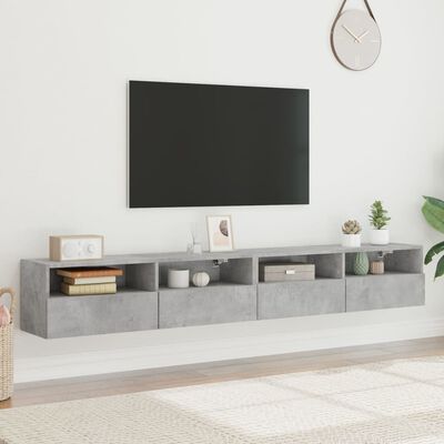 vidaXL Muebles de pared de TV 2 uds madera gris hormigón 100x30x30 cm