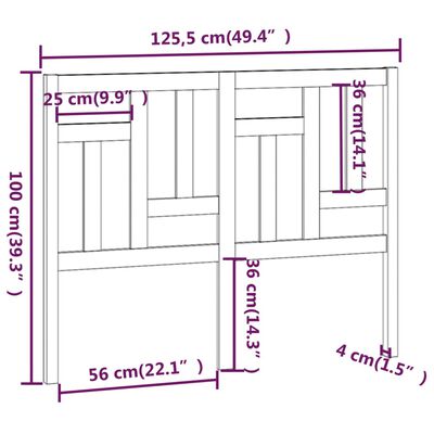 vidaXL Cabecero de cama madera maciza de pino blanco 125,5x4x100 cm