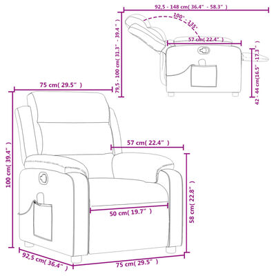 vidaXL Sillón de masaje reclinable cuero sintético gris