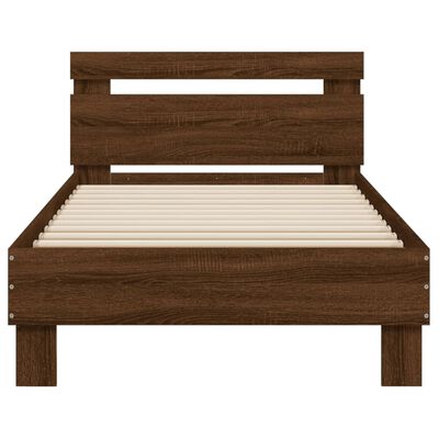 vidaXL Estructura cama con cabecero sin colchón marrón roble 75x190 cm