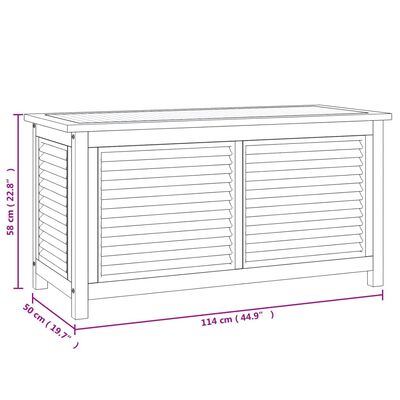 vidaXL Caja de almacenaje de jardín con bolsa teca maciza 114x50x58 cm