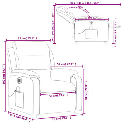 vidaXL Sillón de masaje reclinable eléctrico cuero sintético negro