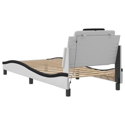 vidaXL Estructura cama con LED cuero sintético blanco negro 80x200 cm