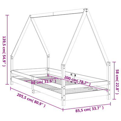 vidaXL Estructura de cama para niños madera de pino blanco 80x200 cm