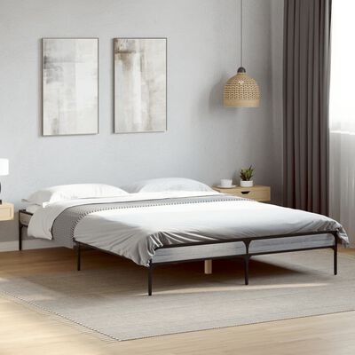 vidaXL Estructura cama madera ingeniería metal gris Sonoma 150x200 cm