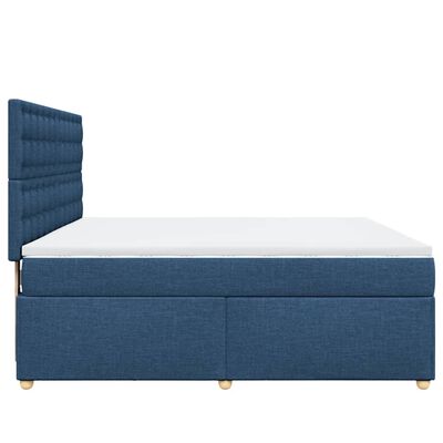 vidaXL Cama box spring con colchón tela azul 180x200 cm