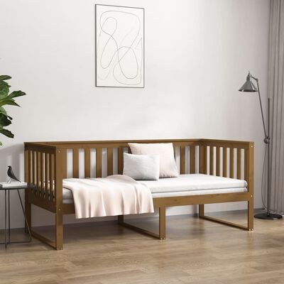 vidaXL Sofá cama de madera maciza de pino marrón miel 90x190 cm