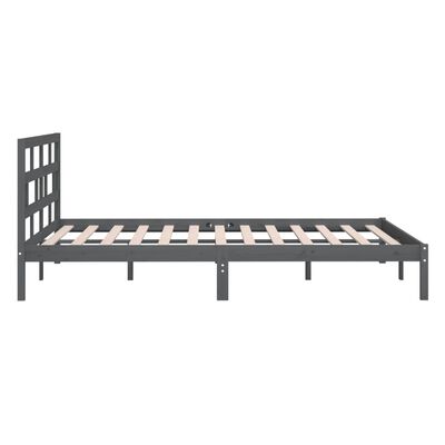 vidaXL Estructura de cama doble madera maciza gris 135x190 cm