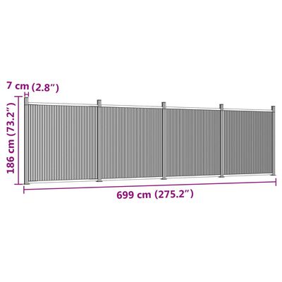 vidaXL Panel de valla WPC gris 699x186 cm