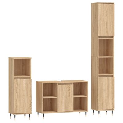 vidaXL Set de muebles de baño 3 pzas madera contrachapada roble Sonoma