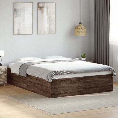 vidaXL Estructura de cama madera de ingeniería marrón roble 135x190 cm