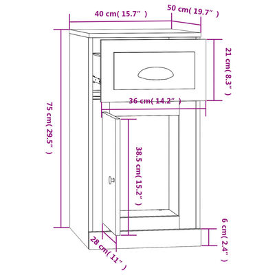 vidaXL Armario auxiliar y cajón madera contrachapada roble 40x50x75 cm