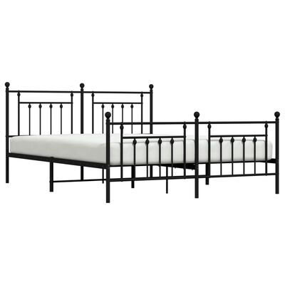 vidaXL Estructura de cama cabecero y estribo metal negro 183x213cm