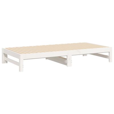 vidaXL Sofá cama extraíble madera maciza de pino blanco 2x(75x190) cm