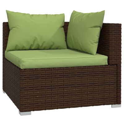 vidaXL Set de muebles de jardín 11 pzas cojines ratán sintético marrón