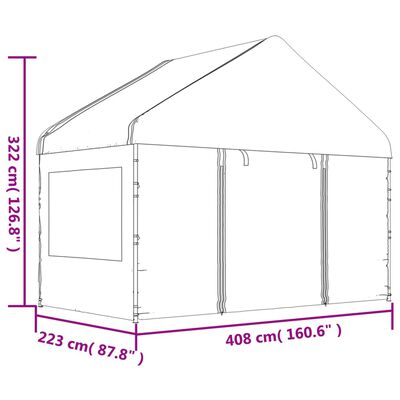 vidaXL Cenador con techo polietileno blanco 8,92x4,08x3,22 m