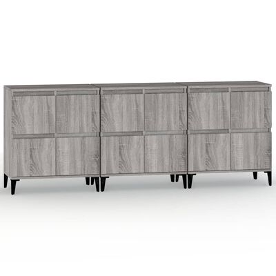 vidaXL Aparadores 3 uds madera contrachapada gris Sonoma 60x35x70 cm