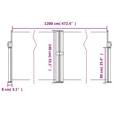 vidaXL Toldo lateral retráctil negro 140x1200 cm