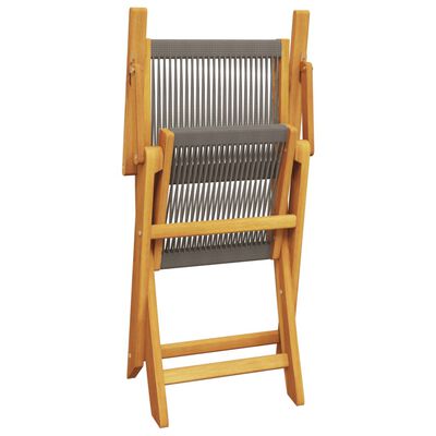 vidaXL Juego de bistro de 3 piezas polipropileno y madera maciza gris