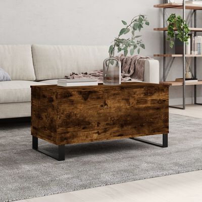 vidaXL Mesa de centro madera contrachapada roble ahumado 90x44,5x45 cm