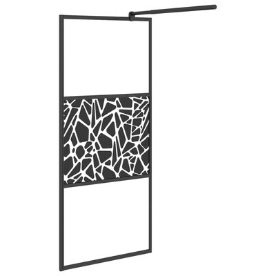 vidaXL Mampara ducha con estante vidrio ESG y aluminio negro 90x195 cm