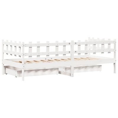 vidaXL Sofá cama con cajones madera maciza de pino blanco 90x200 cm