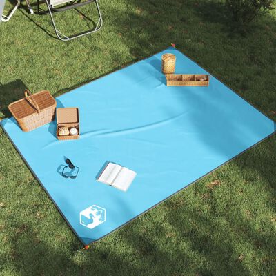 vidaXL Manta de picnic con piquetas azul 205x155 cm