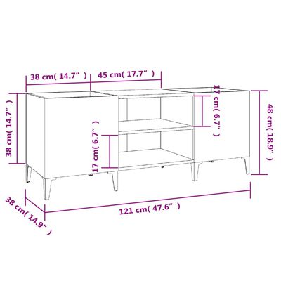 vidaXL Mueble discos madera contrachapada roble sonoma 121x38x48 cm